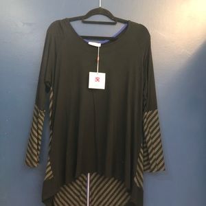 Stripped Zippered Tunic Top